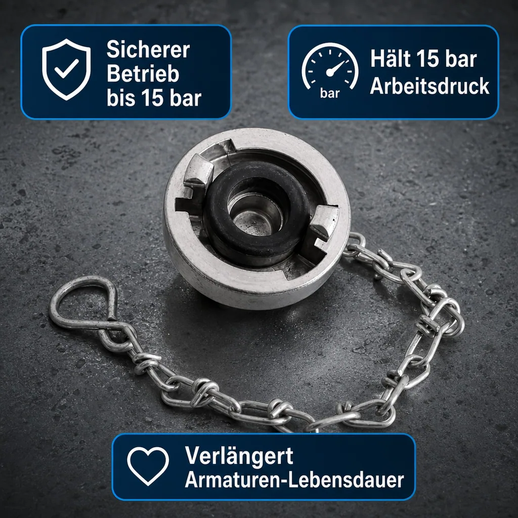 Storz Kupplung, D Blindkupplung mit Kette, Feuerwehrkupplung