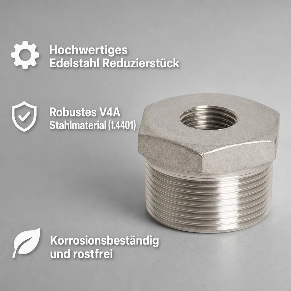 Gewindefitting Edelstahl Reduzierstück 1" AG x 1/2" IG