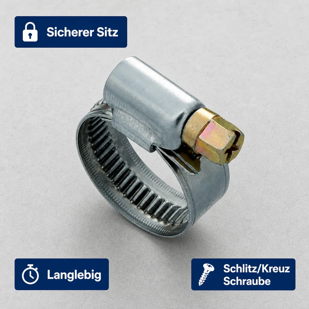 Edelstahl Schlauchschellen W2, 9 mm, 16-27 mm, DIN 3017