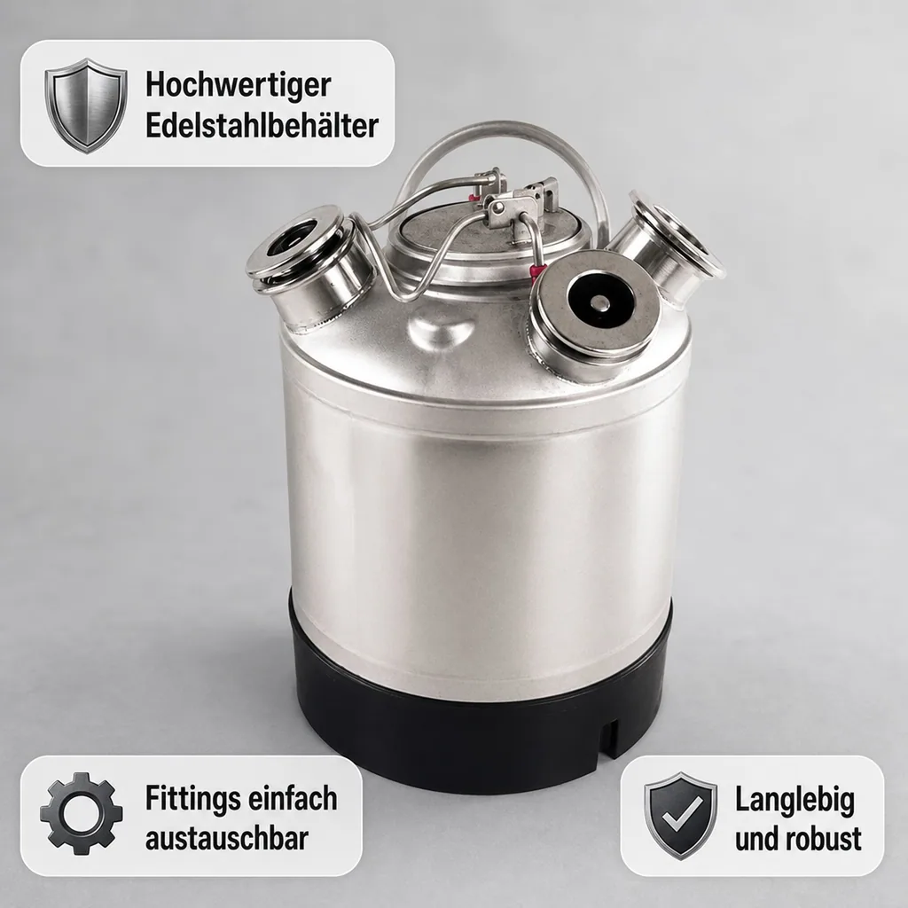 Reinigungsbehälter für 2 Fittinge, Edelstahl, Fittinge austauschbar, ohne Fittinge