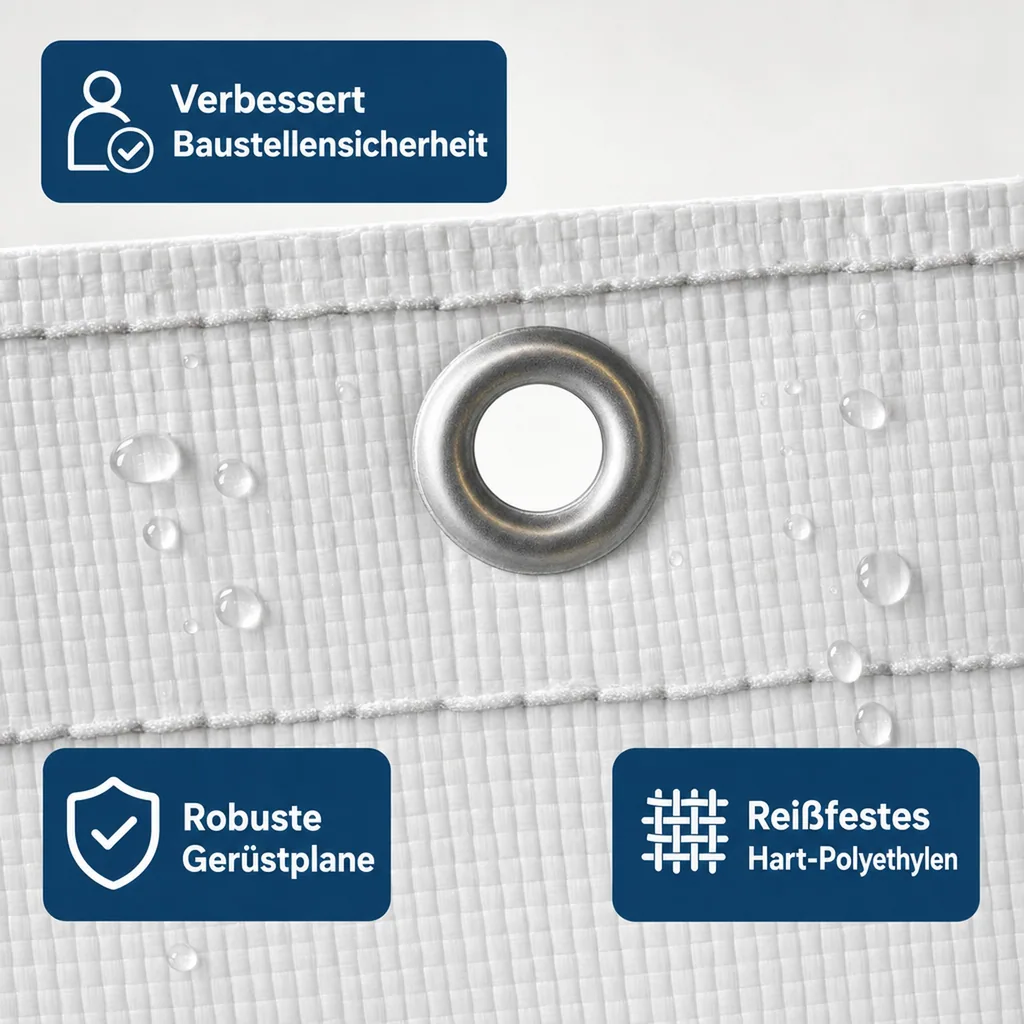 Gerüstplane 0,80 x 10 m, 150 g/m², Abdeckplane, weiß