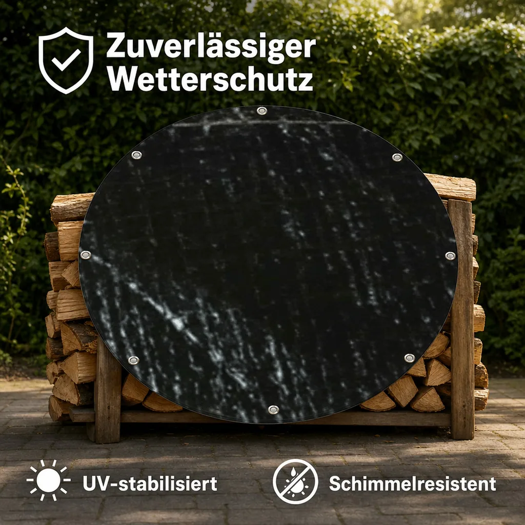 Abdeckplane rund, 210g/m², wasserdicht, reißfest, grüne Plane, 4 Meter (12,57m²)