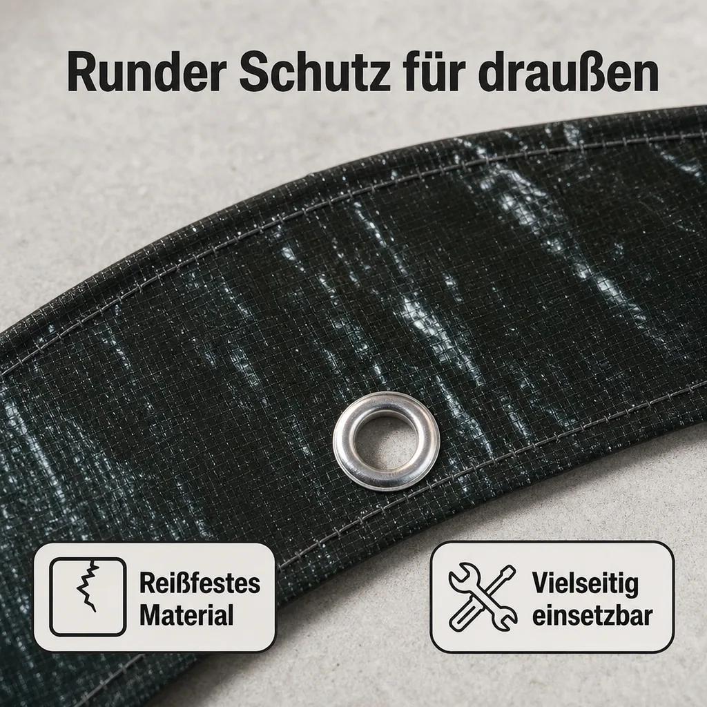 Abdeckplane rund, 210g/m², wasserdicht, reißfest, grüne Plane, 4 Meter (12,57m²)