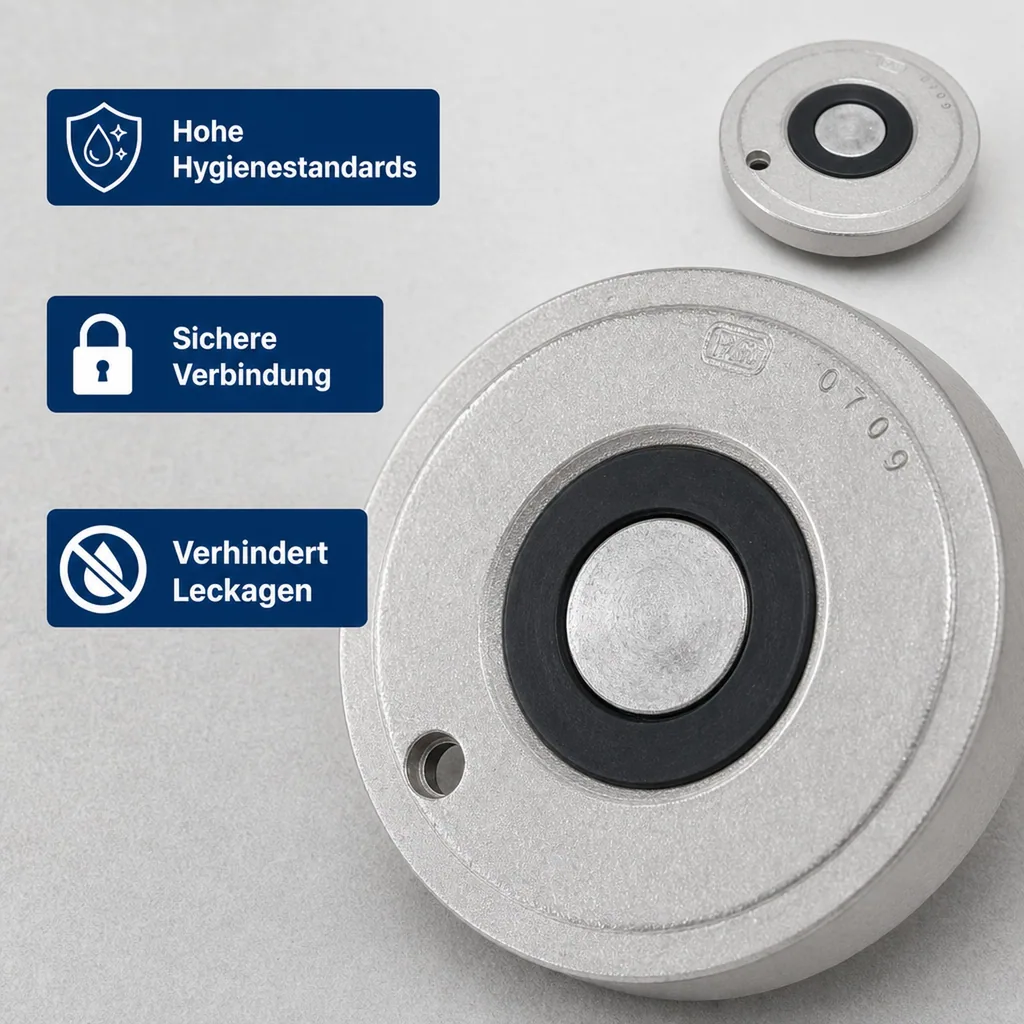 Bier-Fitting für Reinigungsbehälter aus Edelstahl, Art: Flach- Fitting