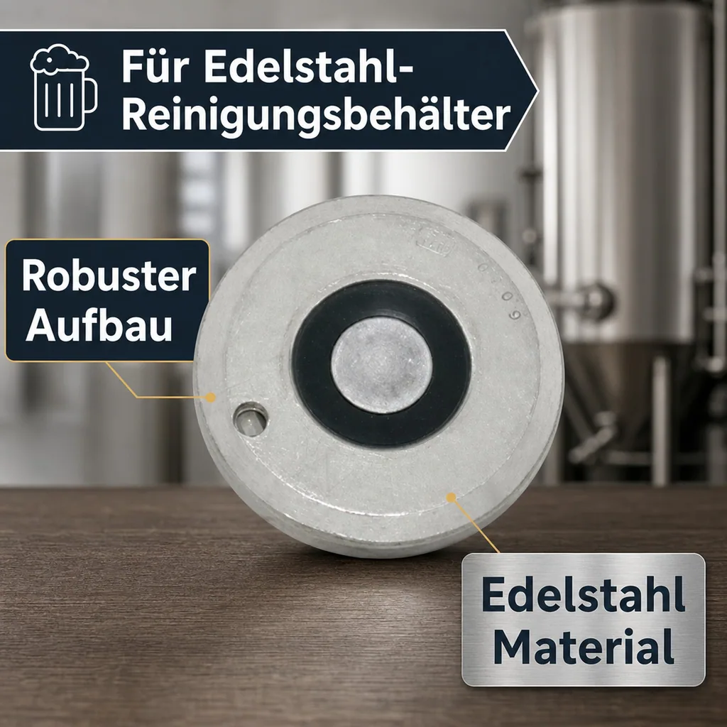 Bier-Fitting für Reinigungsbehälter aus Edelstahl, Art: Flach- Fitting