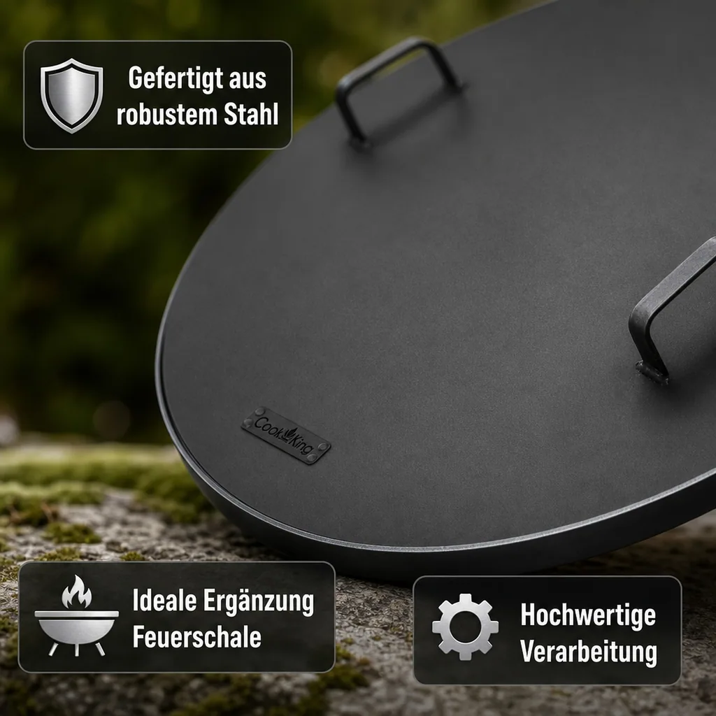 Feuerschalen Abdeckung 102cm, Deckel mit Rand, Stahl