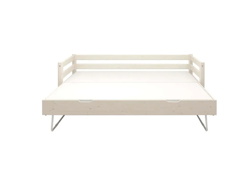 FLEXA Jugendbett, Einzelbett mit Rückenlehne - Classic, Massivholz Kiefer, 90x200 cm, Farbe: Weiß gewaschene Kiefer