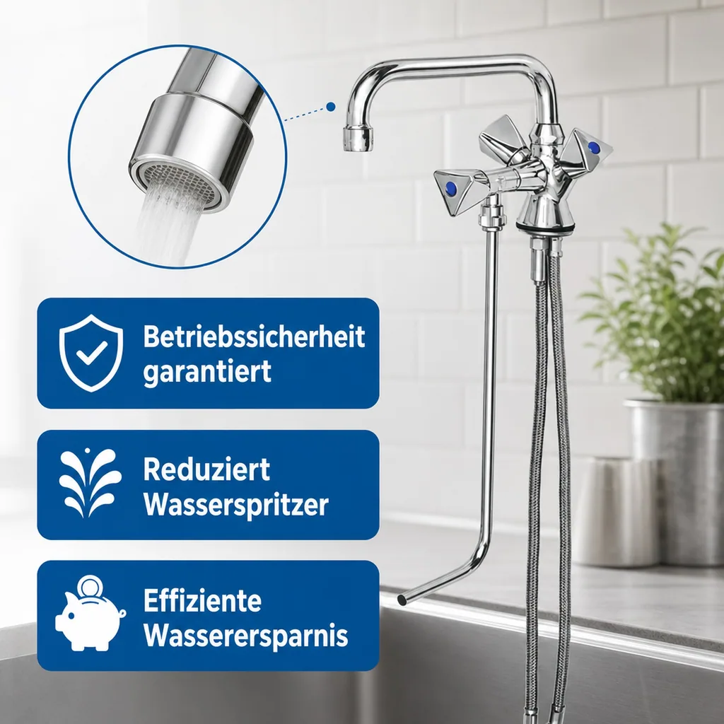 Wasserhahn, Küchenarmatur, Wasserarmatur - Mischbatterie, Model „BRUSE“, für 1 Becken Hochdruck