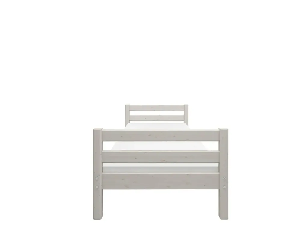FLEXA Einzelbett, Juniorbett - Classic, Massivholz Kiefer, 90x200 cm, Integrierter Lattenrost, Farbe: Weiß gewaschene Kiefer