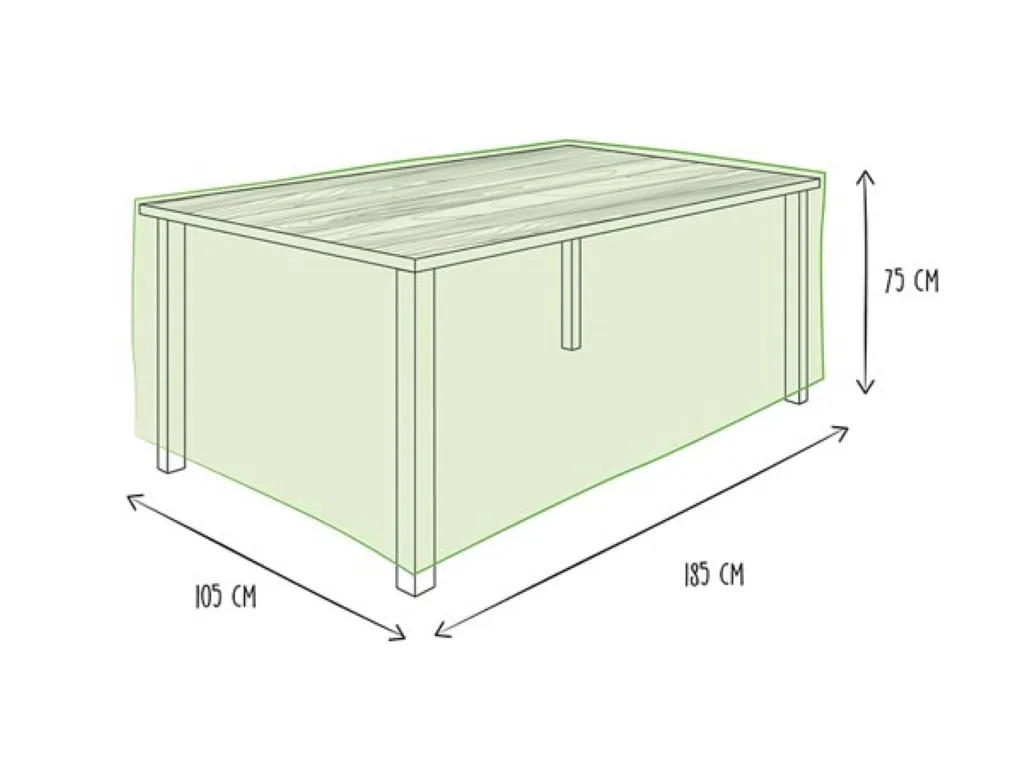 Wasser- und UV-beständige Tischabdeckung 185 x 105 x 75 cm, starker Outdoor-Möbelschutz, Regen- und Schmutzschutz für Gartentische bis 180 cm, grau