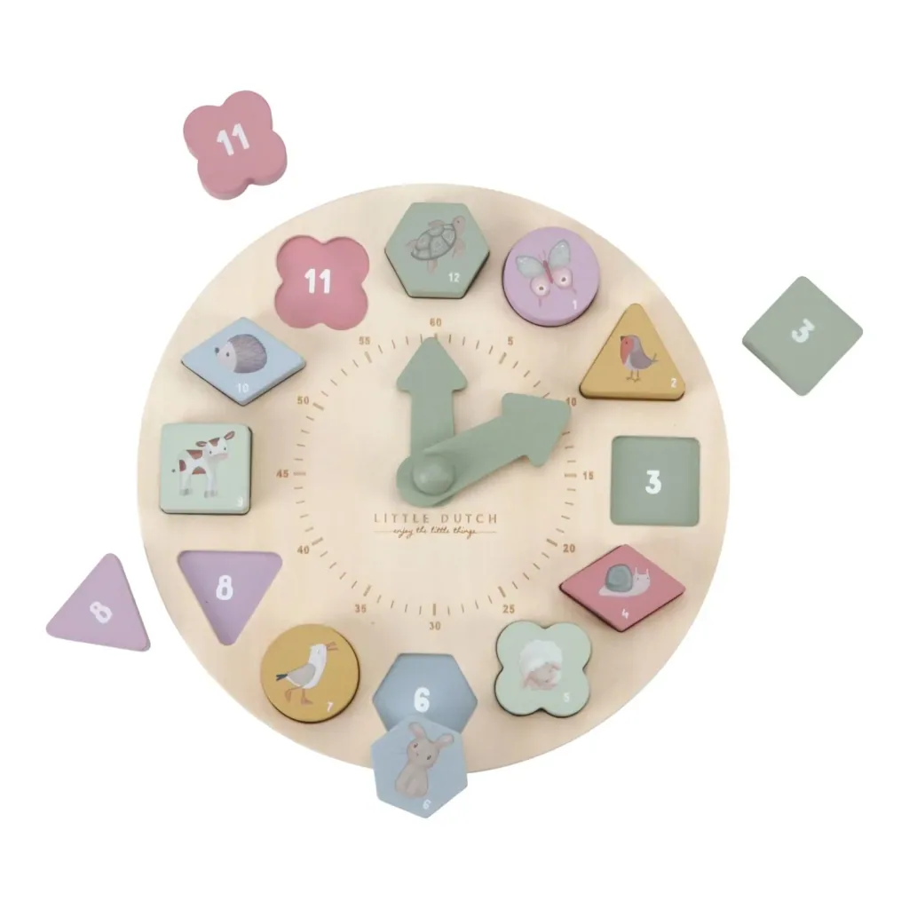 Little Dutch Lernuhr, Puzzle-Uhr - Uhrzeit lernen mit Holzpuzzle ab 2 Jahren