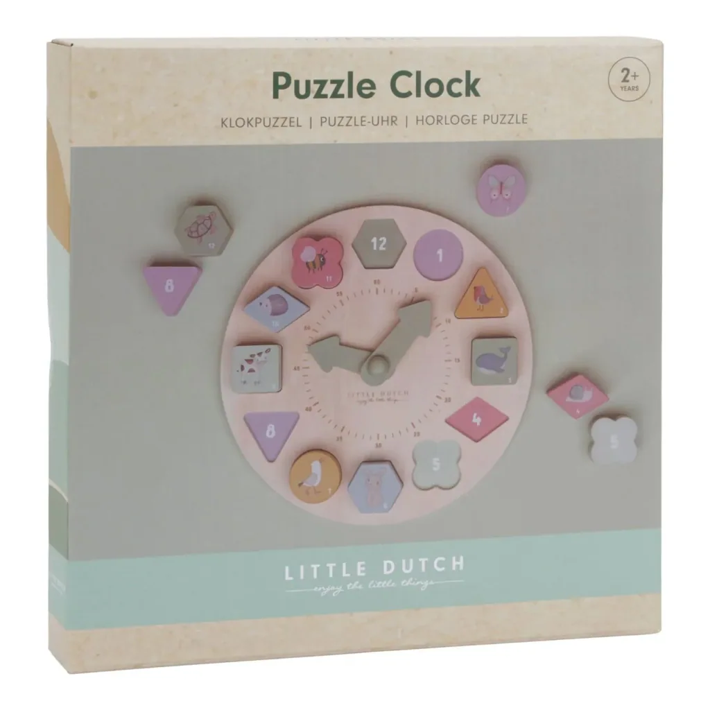 Little Dutch Lernuhr, Puzzle-Uhr - Uhrzeit lernen mit Holzpuzzle ab 2 Jahren