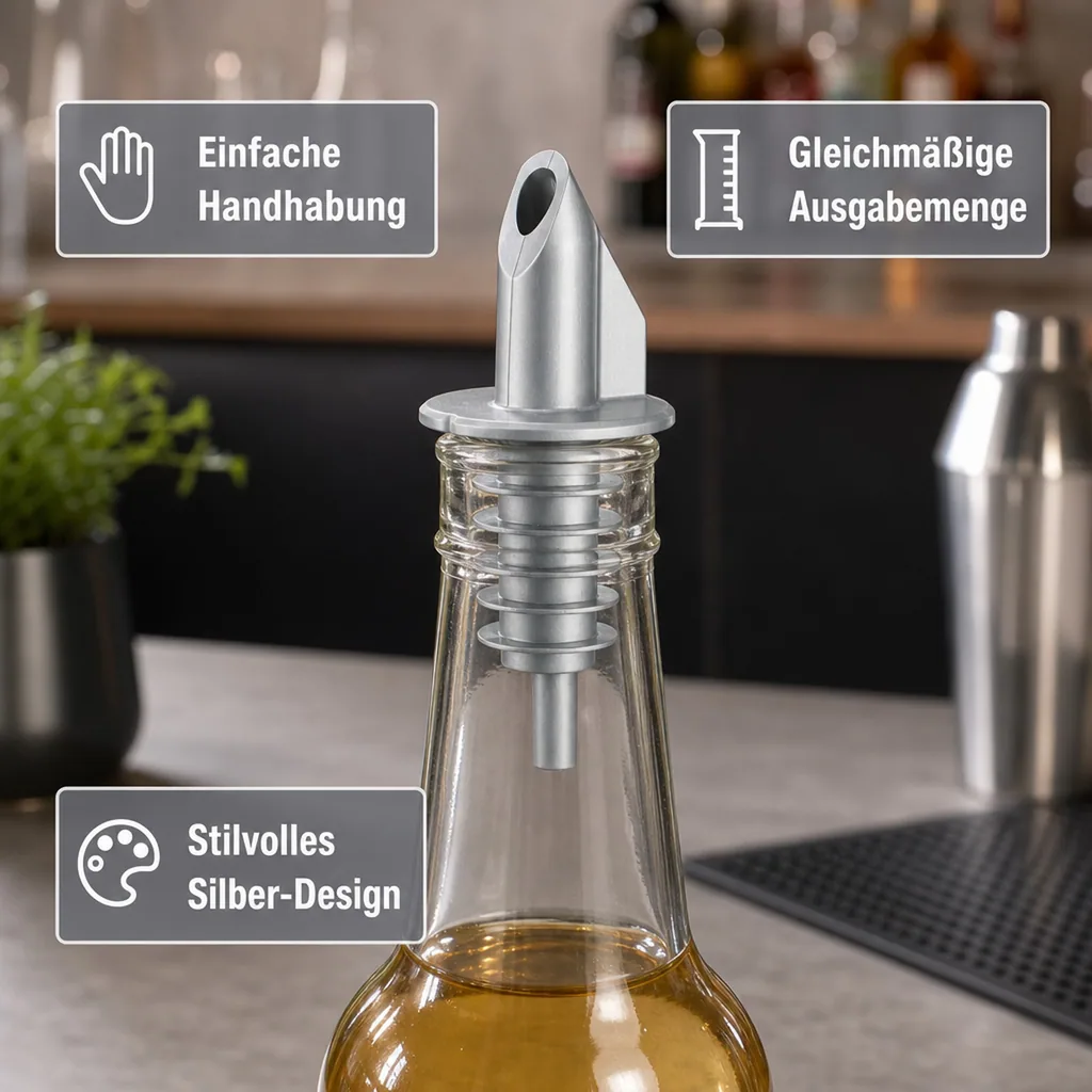 Ausgiesser - BILLY, Kunststoff, für 0,5 - 1,5 L Flaschen, mit 5 Lamellen, silber