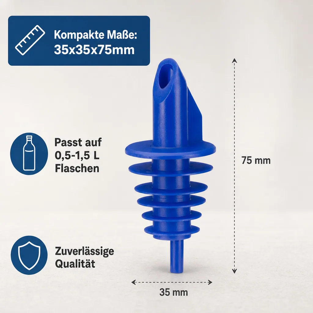 Ausgiesser - BILLY, Kunststoff, für 0,5 - 1,5 L Flaschen, mit 5 Lamellen, blau