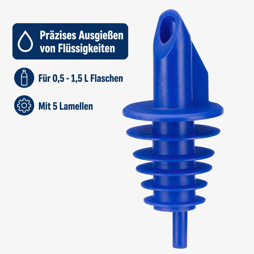 Ausgiesser - BILLY, Kunststoff, für 0,5 - 1,5 L Flaschen, mit 5 Lamellen, blau