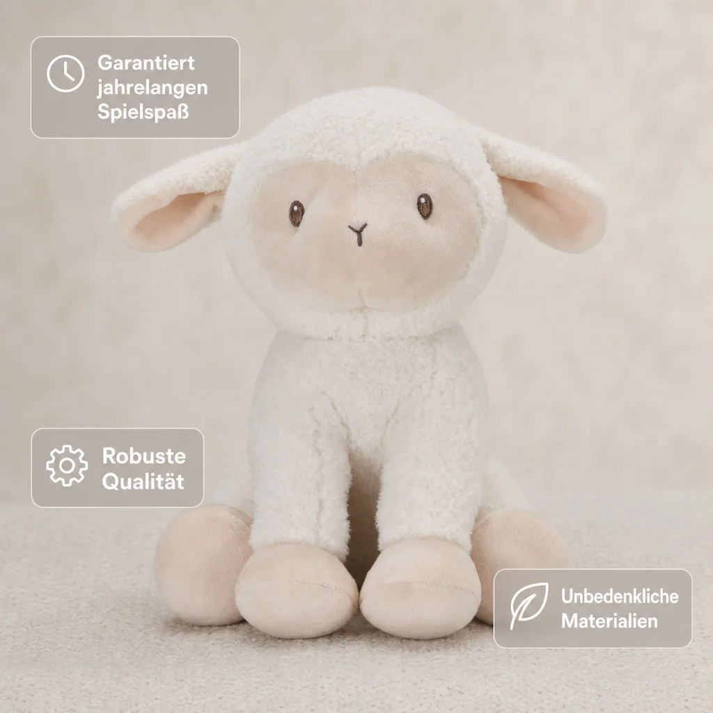 Little Dutch Kuscheltier, Plüschtier, Stofftier Schaf - Little Farm, aus weichem Stoff - Perfekt zum Spielen & Schmusen, 25cm