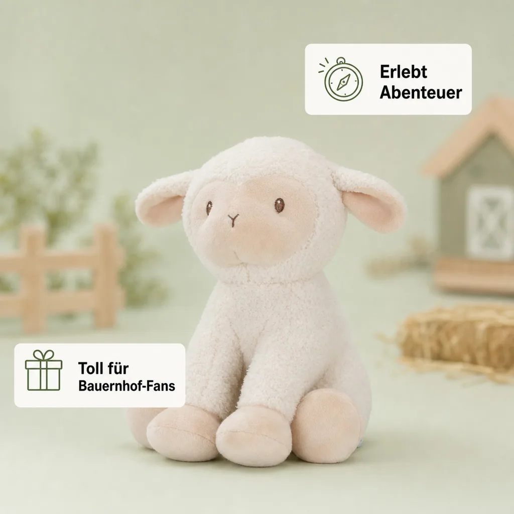 Little Dutch Kuscheltier, Plüschtier, Stofftier Schaf - Little Farm, aus weichem Stoff - Perfekt zum Spielen & Schmusen, 25cm