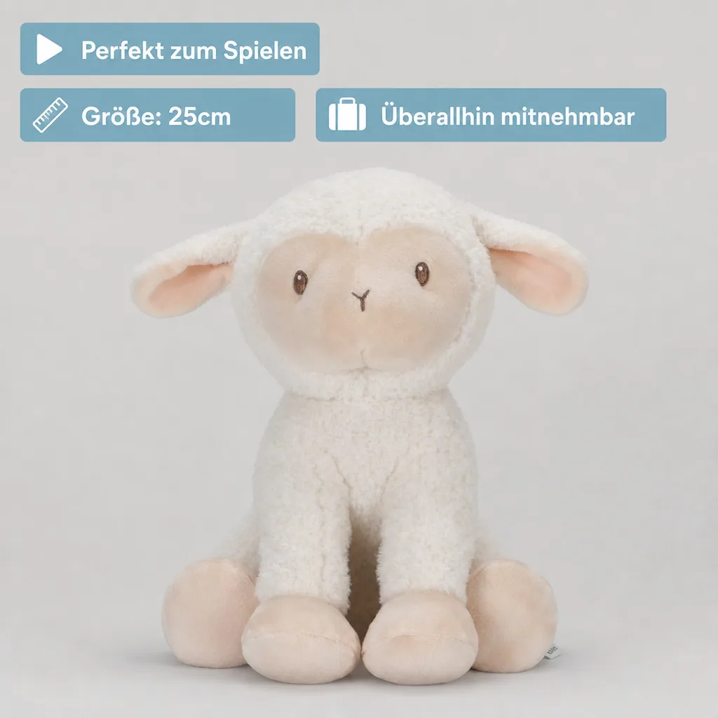 Little Dutch Kuscheltier, Plüschtier, Stofftier Schaf - Little Farm, aus weichem Stoff - Perfekt zum Spielen & Schmusen, 25cm