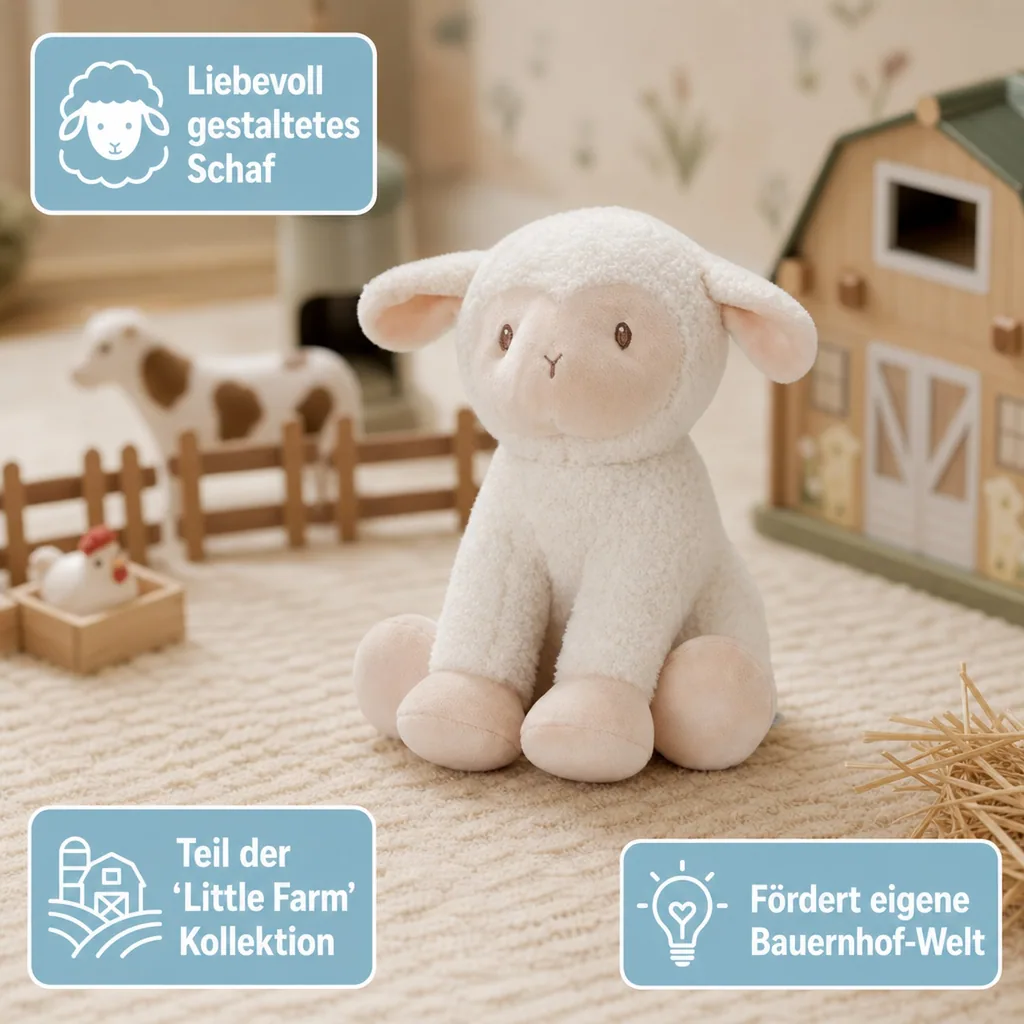 Little Dutch Kuscheltier, Plüschtier, Stofftier Schaf - Little Farm, aus weichem Stoff - Perfekt zum Spielen & Schmusen, 25cm