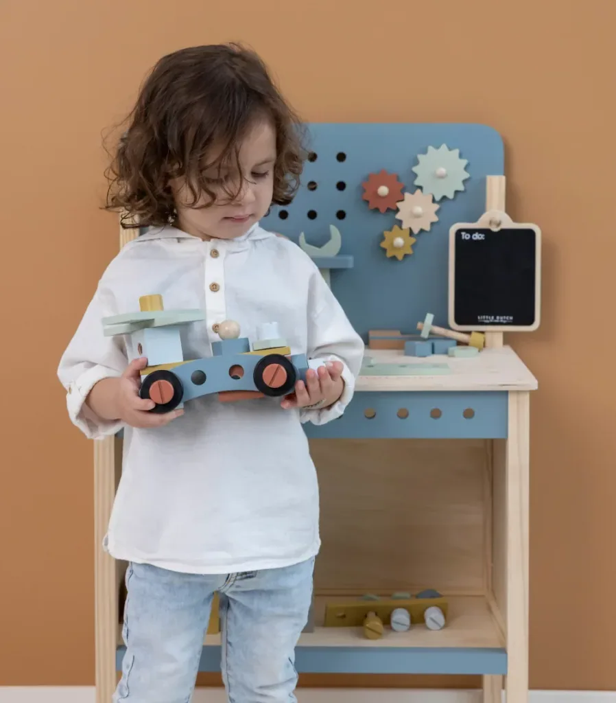 Little Dutch Werkbank Kinder, Spielzeug Werkzeug - Holz, Blau