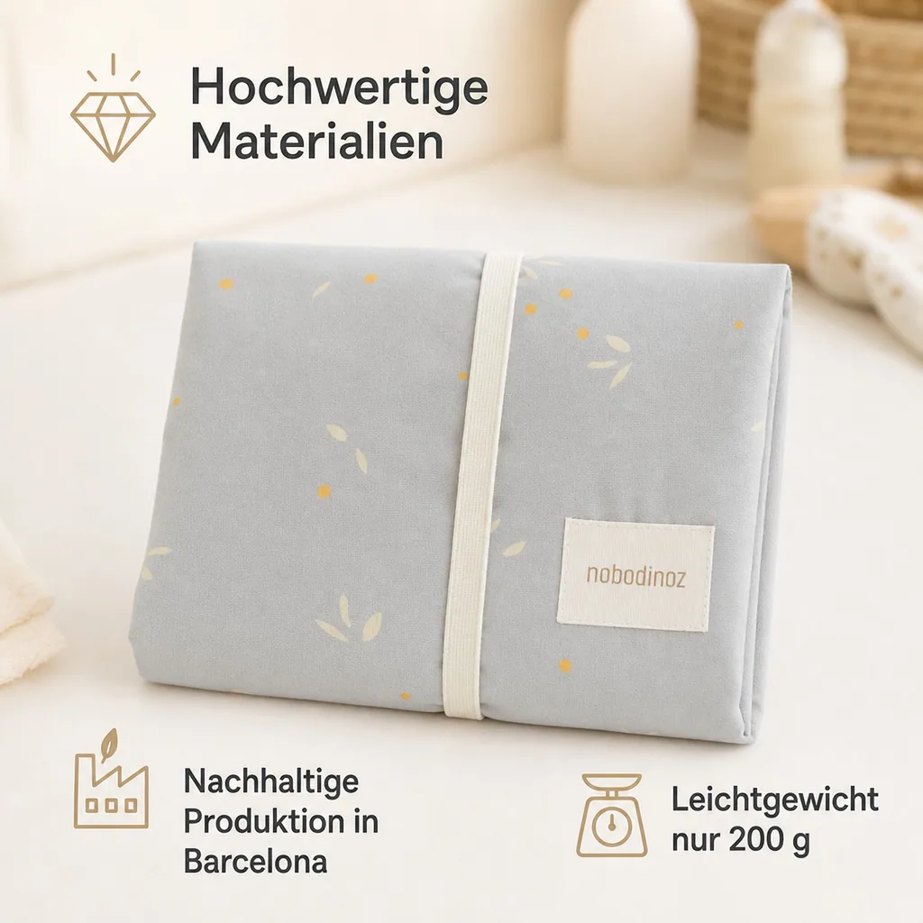 Nobodinoz STORIES Wickelauflage, Wickelmulde, 45 x 65 cm, Farbe: Weide zartblau