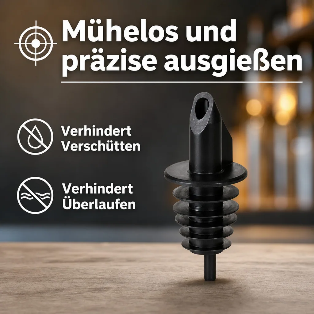 Ausgiesser - BILLY, Kunststoff, für 0,5 - 1,5 L Flaschen, mit 5 Lamellen, schwarz