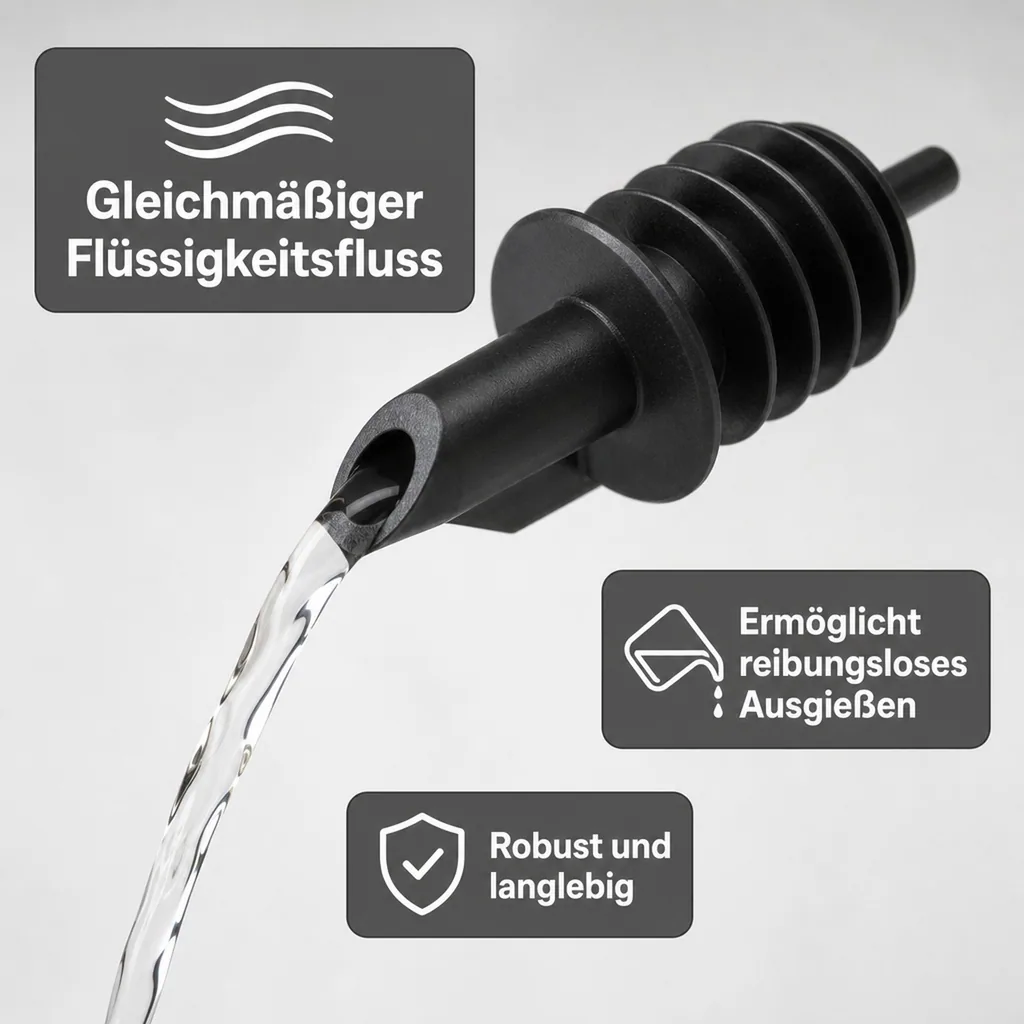 Ausgiesser - BILLY, Kunststoff, für 0,5 - 1,5 L Flaschen, mit 5 Lamellen, schwarz