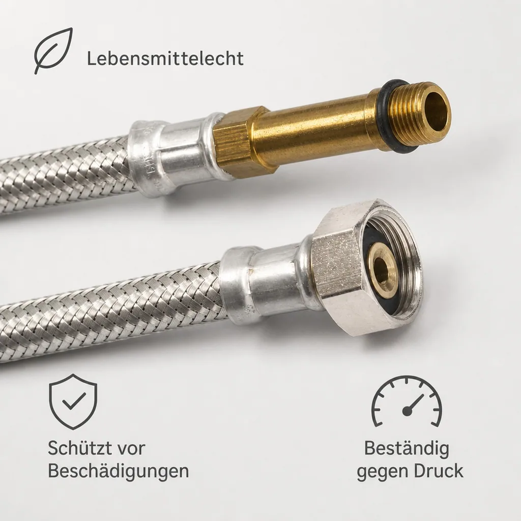 Panzerschlauch, Flexschlauch, DN8, 1000mm, Edelstahlumflechtung