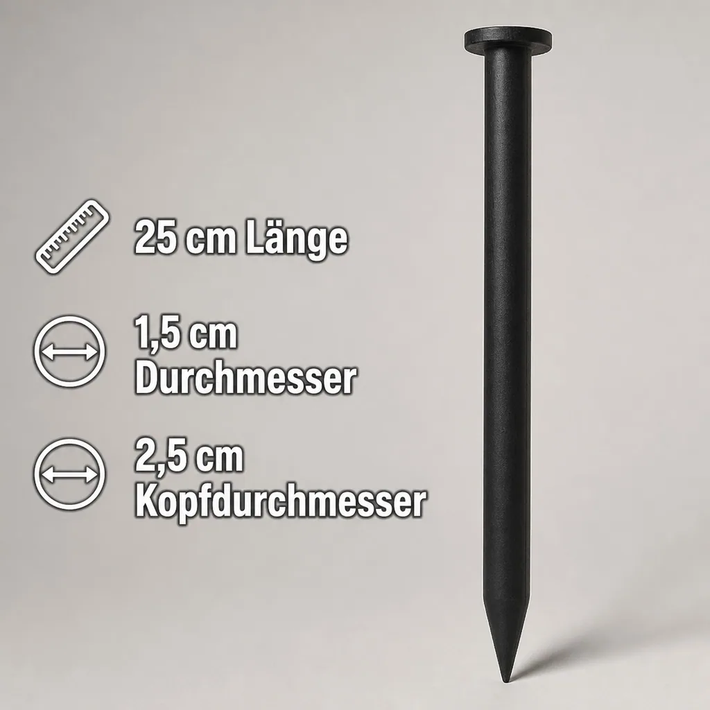 Erdnägel 25 cm, Befestigungsnägel, Garten Heringe, Bodenanker, Schwarz