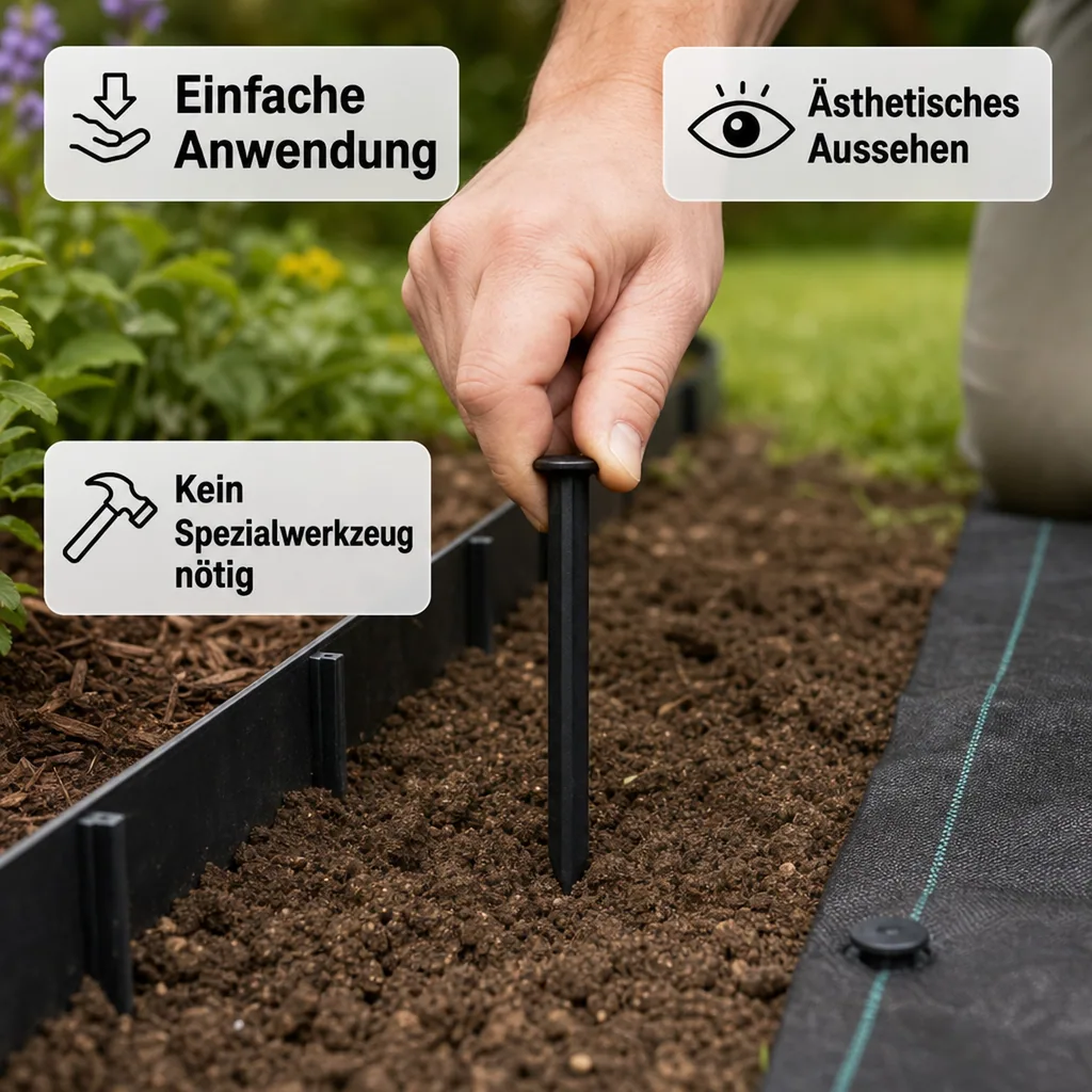 Erdnägel 25 cm, Befestigungsnägel, Garten Heringe, Bodenanker, Schwarz