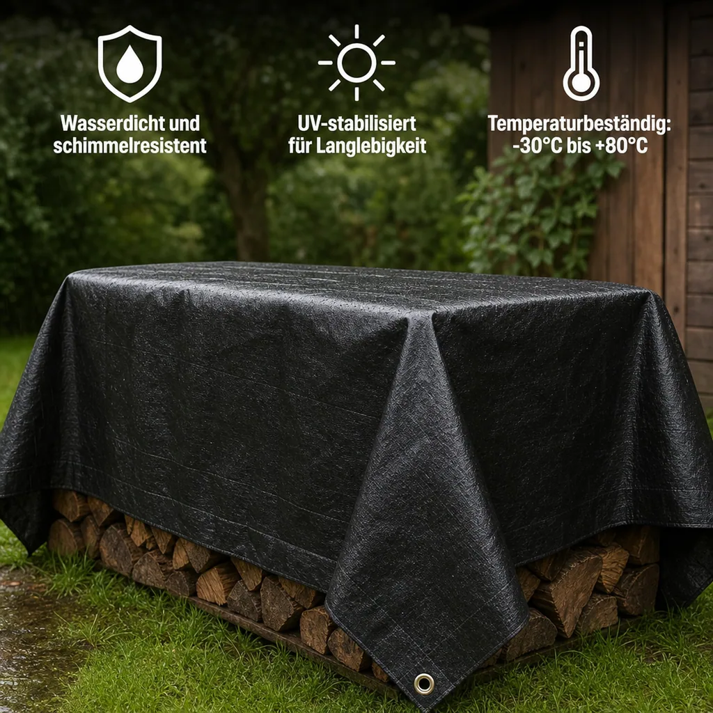 Abdeckplane, grün, 280g/m², wasserdicht, reissfest, UV-stabil, 3 x 4m (12m²)