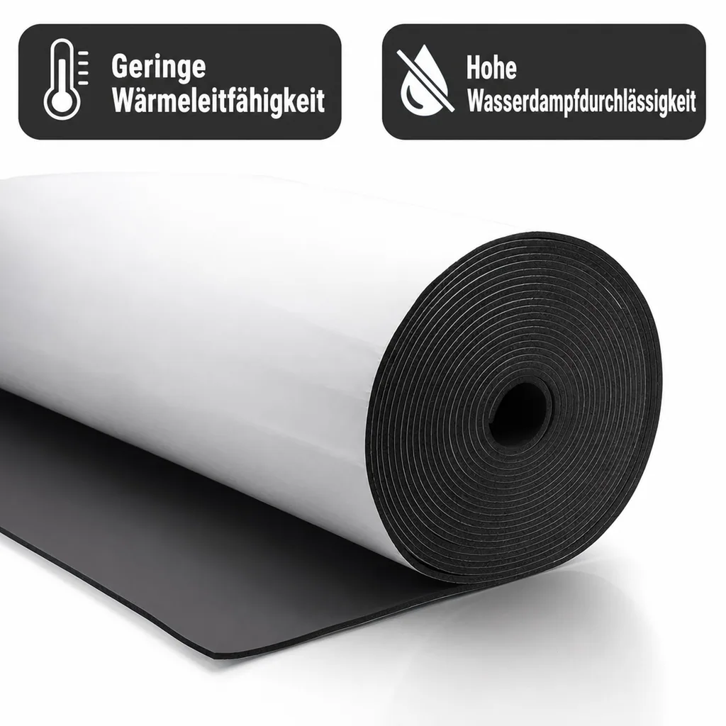 Rohrisolierung selbstklebend, Isoliermatte, Dämmmatte 13mm – 1 x 1 m, Meterware