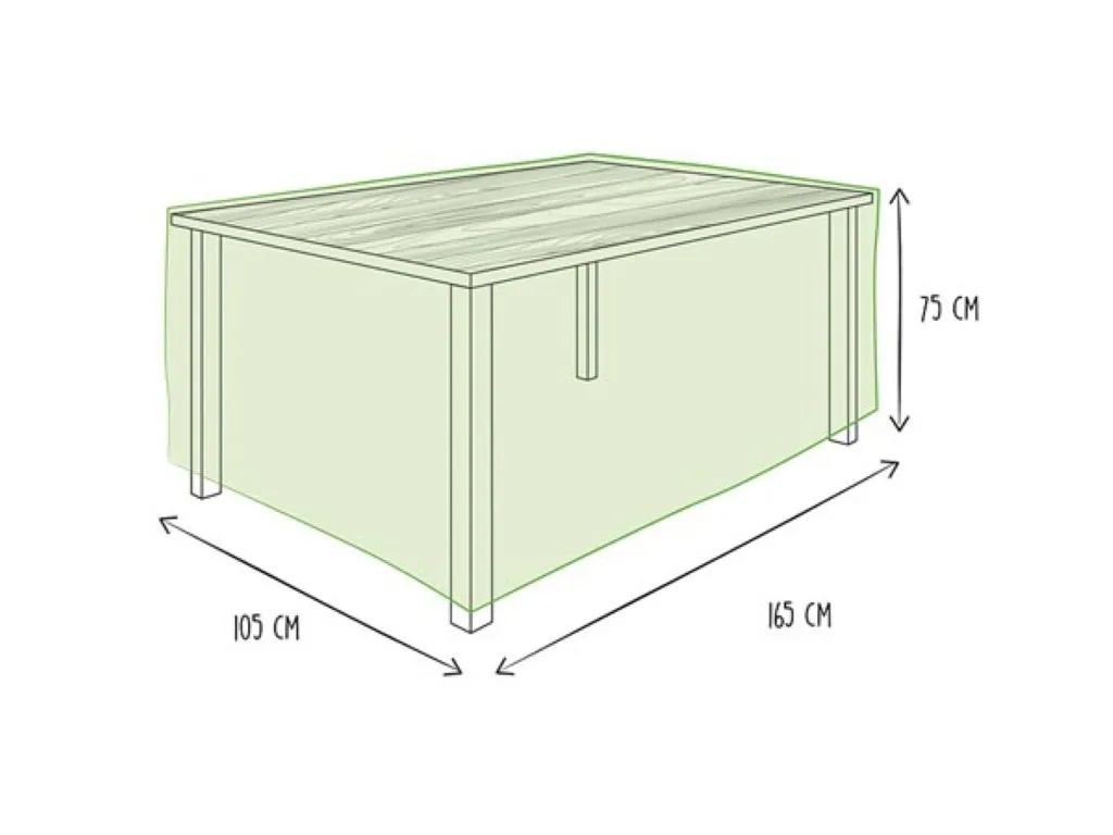 Schutzhülle für Gartentisch 165 x 105 x 75 cm, wasser- und UV-beständig, starke rechteckige Abdeckung gegen Regen und Schmutz, atmungsaktives gewebtes Material, geeignet für Tische bis 160 cm