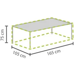 Schutzhülle für Gartentisch 165 x 105 x 75 cm, wasser- und UV-beständig, starke rechteckige Abdeckung gegen Regen und Schmutz, atmungsaktives gewebtes Material, geeignet für Tische bis 160 cm