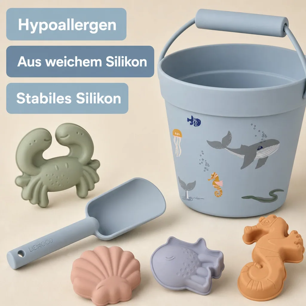 Liewood "Dante" Sandkasten-Set Silikon Sea Creatures blau