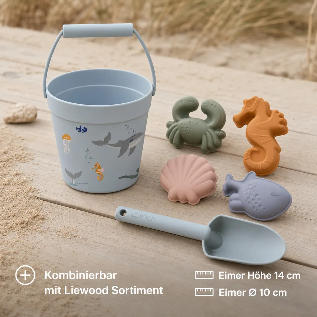 Liewood "Dante" Sandkasten-Set Silikon Sea Creatures blau