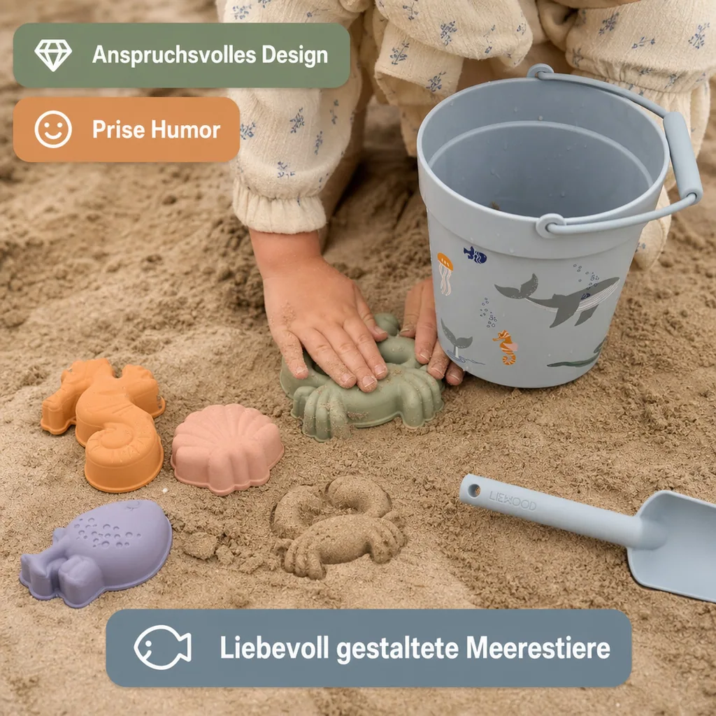 Liewood "Dante" Sandkasten-Set Silikon Sea Creatures blau