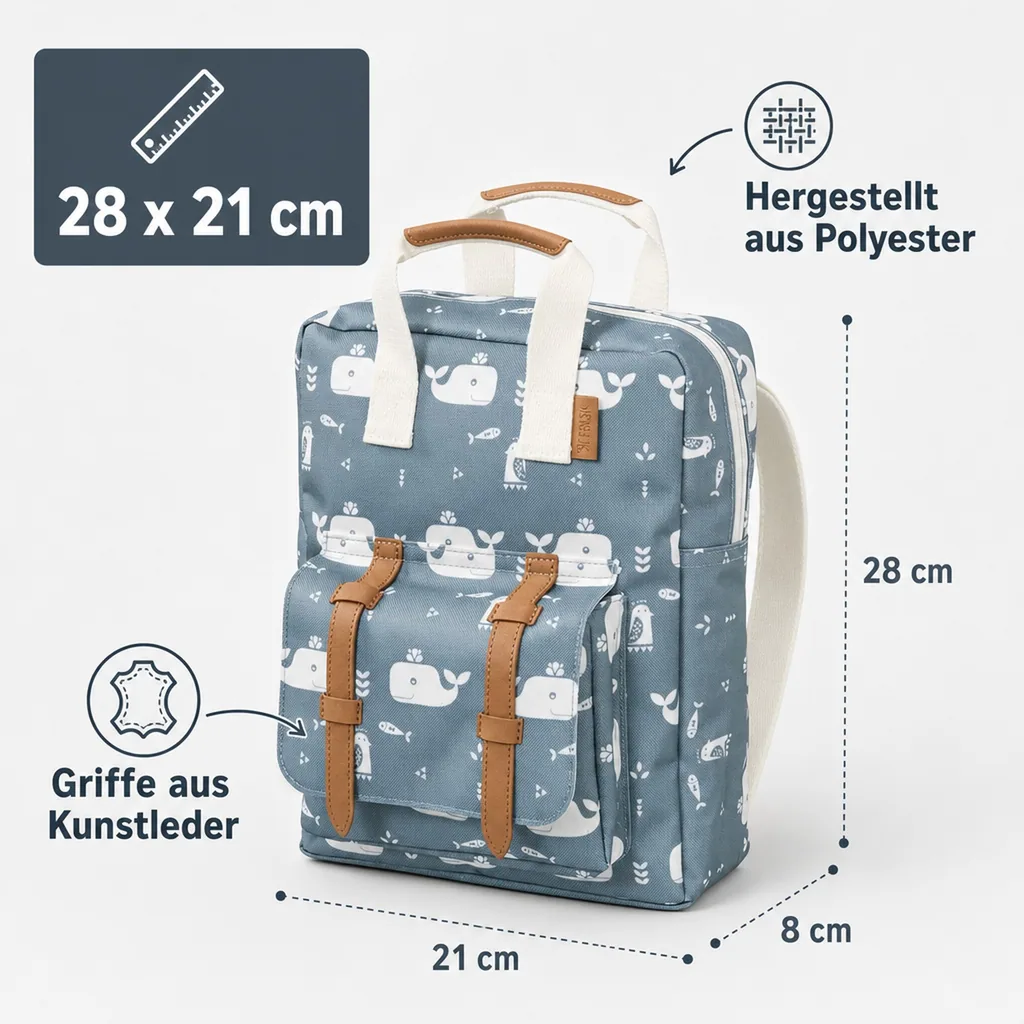 Fresk Kinderrucksack Wal blau
