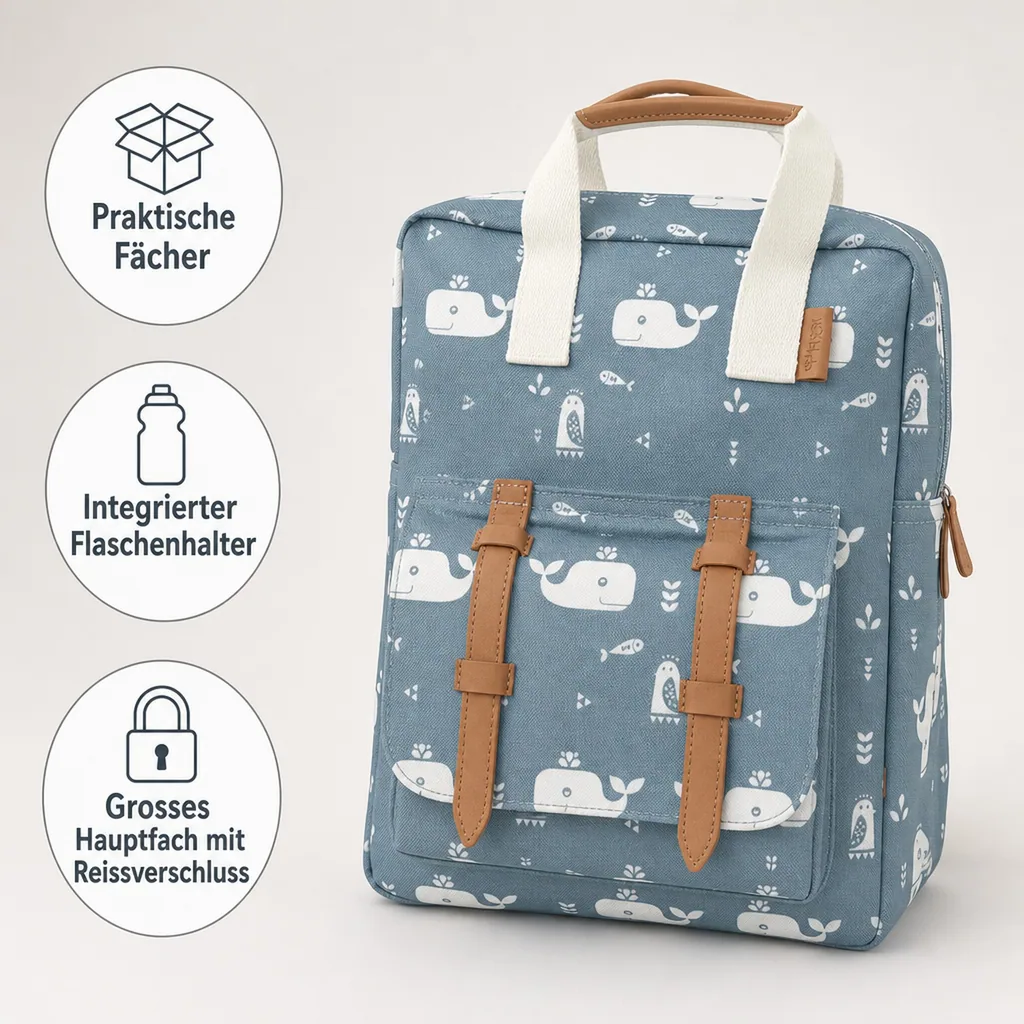 Fresk Kinderrucksack Wal blau