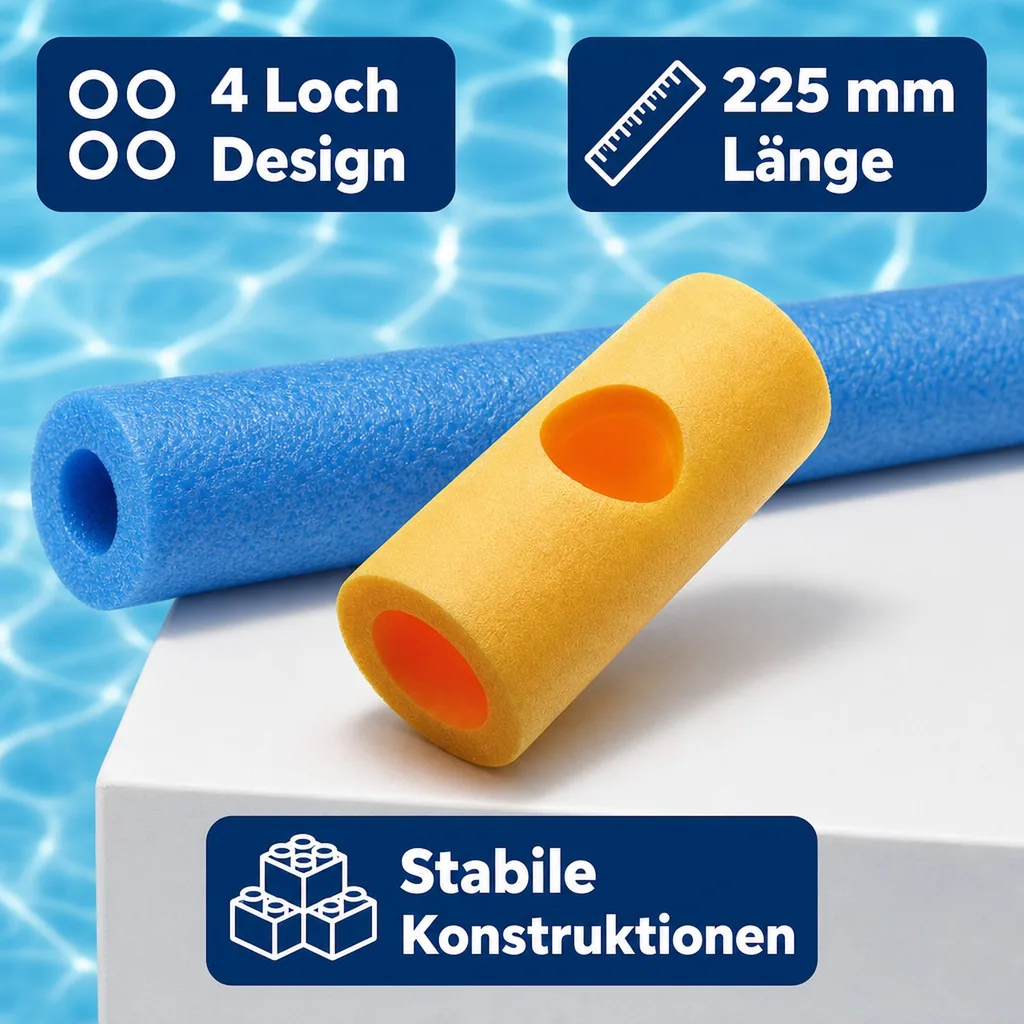 Poolnudel Verbinder, Schwimmnudel Verbindung, 4 Loch, 225 mm