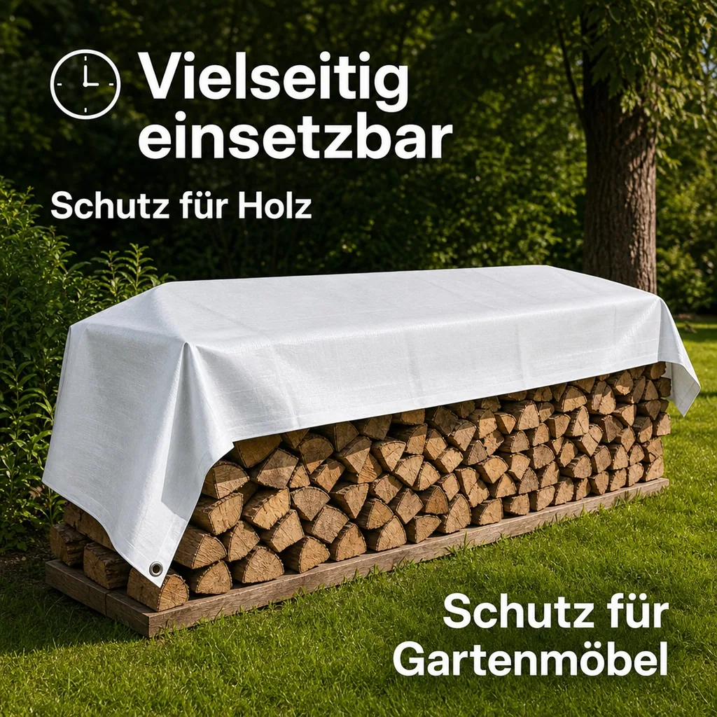 Abdeckplane 10x16m (160m²) weiß, 180 g/m², wasserdicht und UV-beständig