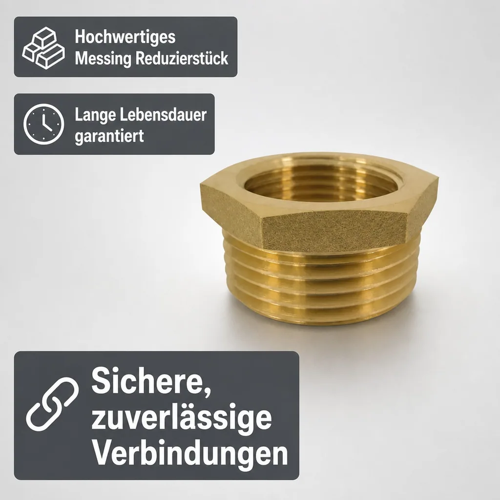 Messing Reduzierstück, Gewindefitting, 2" AG x 1 1/2" IG, Sanitär, Heizung