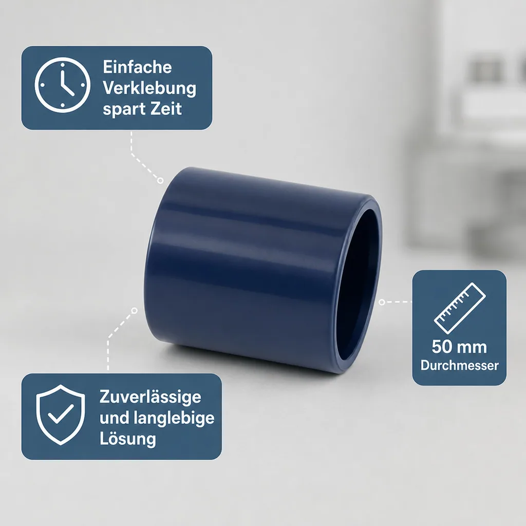 PVC Fittinge, Klebemuffe 50mm PN16, PVC-U Rohrverbinder