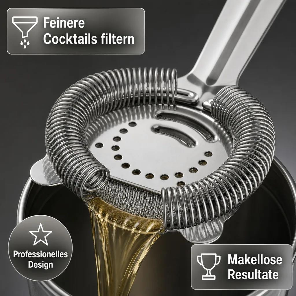 Barsieb & Cocktailsieb - Hawthorne Strainer PROFI, mit 2 Ohren - Für perfekte Cocktails & Drinks