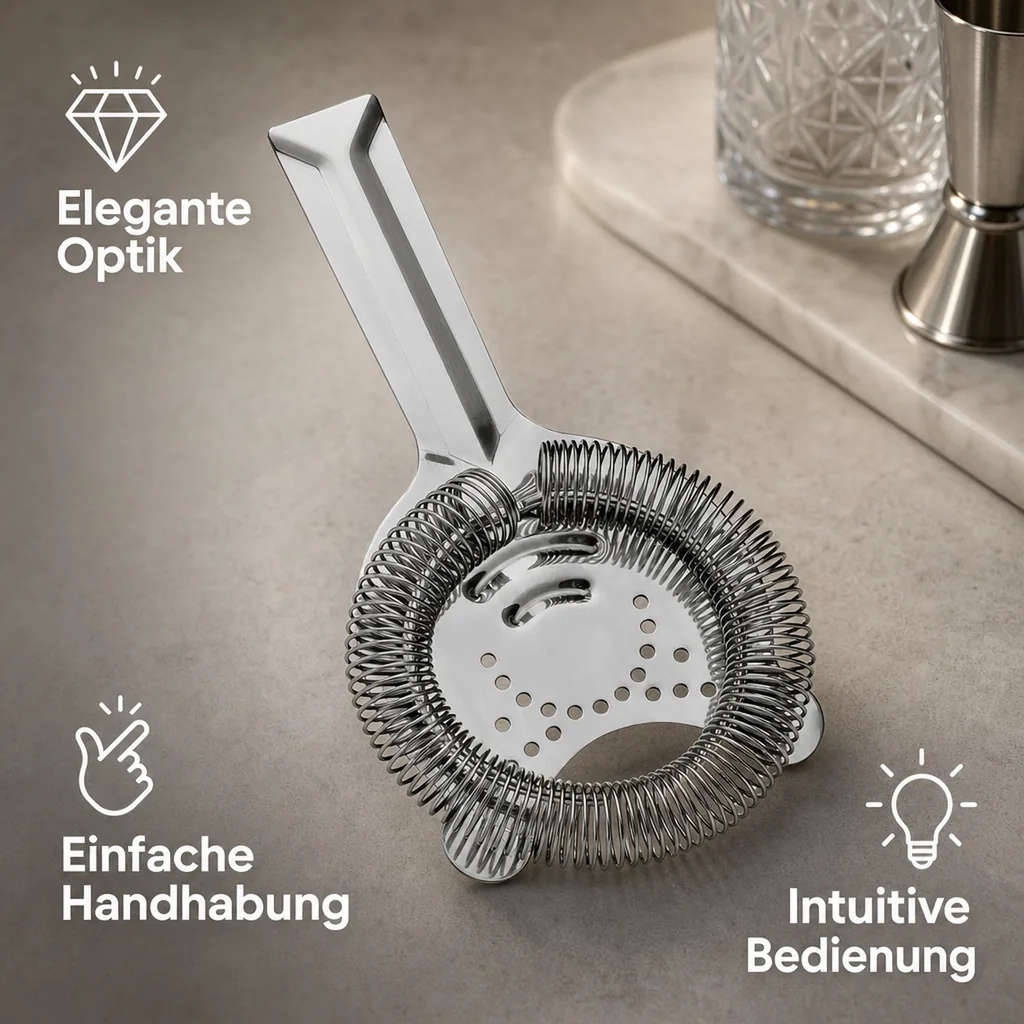 Barsieb & Cocktailsieb - Hawthorne Strainer PROFI, mit 2 Ohren - Für perfekte Cocktails & Drinks