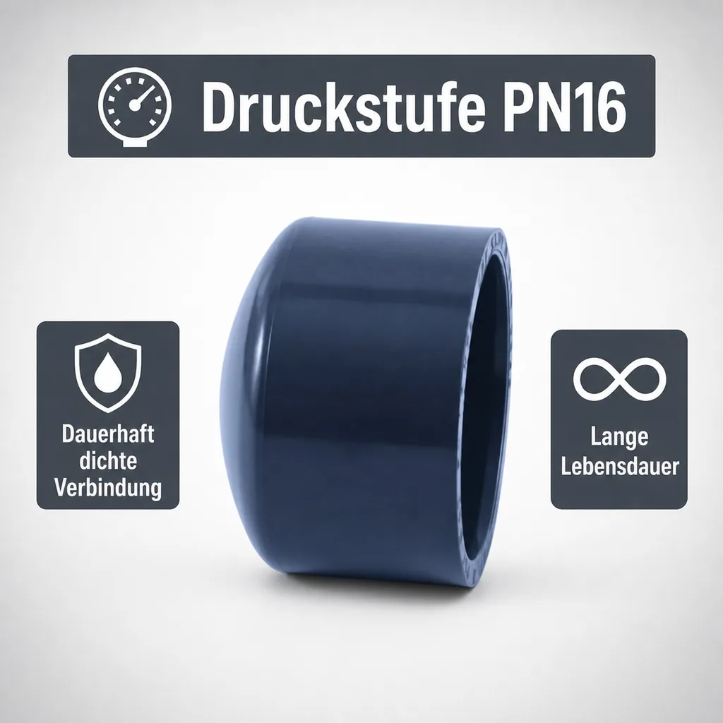 Klebemuffe 50mm, PVC-U Kappe, PVC Fitting, PN16