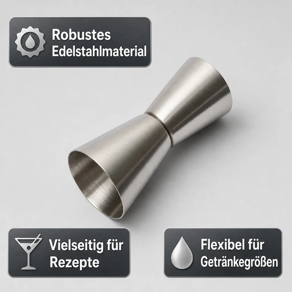Jigger, Cocktail Messbecher - Edelstahl: Präzise Dosierung für Cocktails & Getränke (30ml & 50ml)