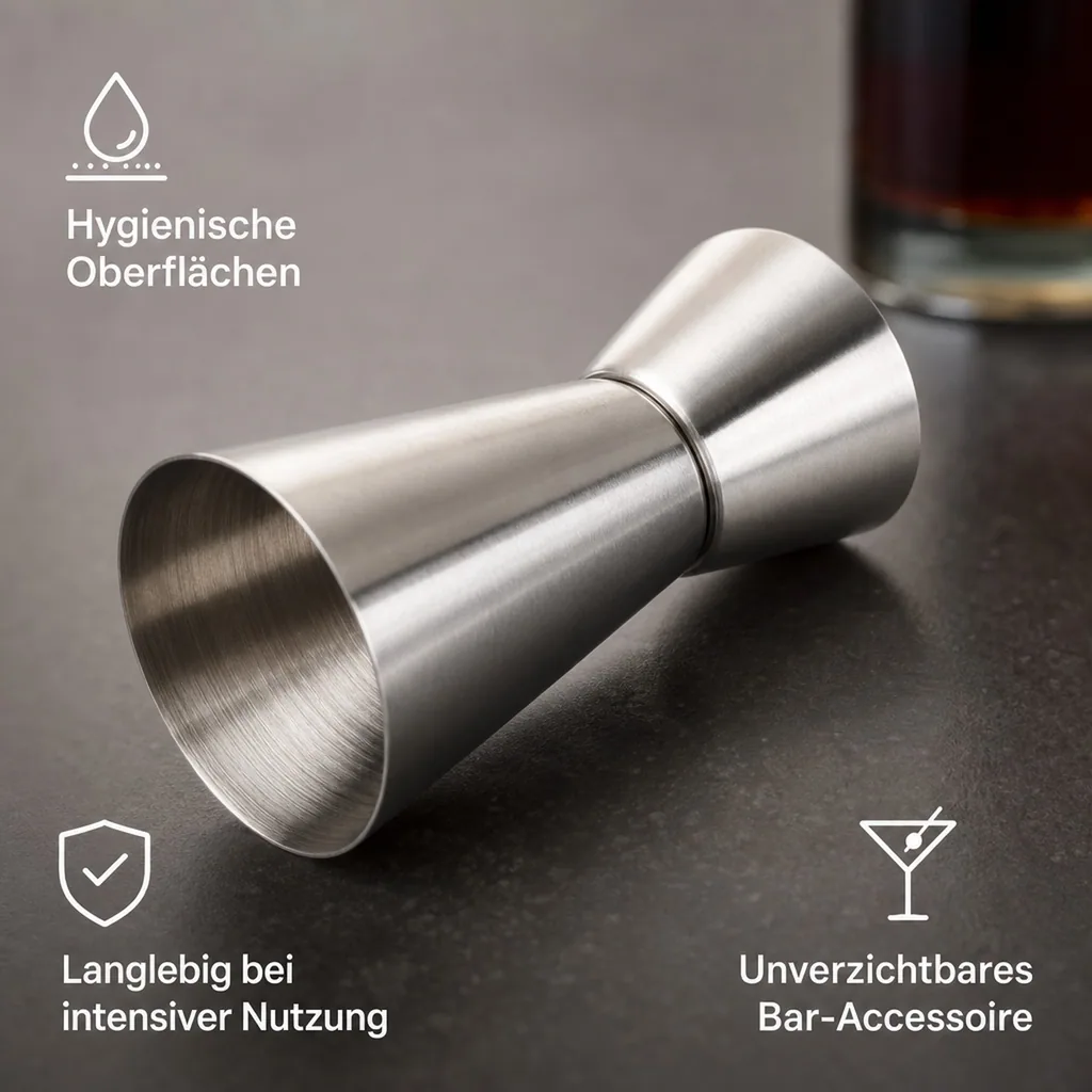 Jigger, Cocktail Messbecher - Edelstahl: Präzise Dosierung für Cocktails & Getränke (30ml & 50ml)