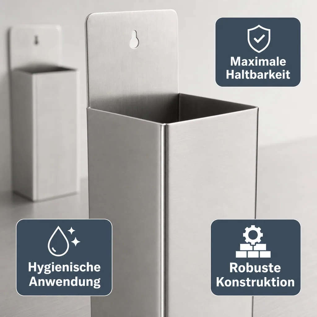 Kronkorken-Auffangbehälter, Kronkorkenauffangbehälter zur Wandbefestigung, Edelstahl
