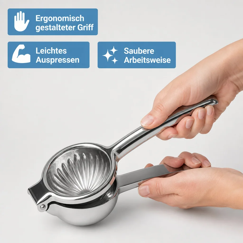 Zitronenpresse, Limettenpresse - SQUEEZY Perfektion für Ihre Zitrusfrüchte, Edelstahl